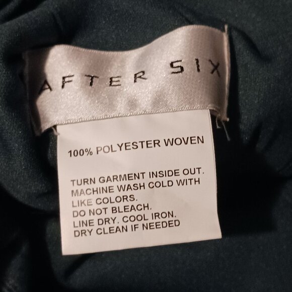 NEW‎ After Six Draped Cowl-Back Princess Line Dress Front Slit Evergreen Size 2 - Picture 10 of 14